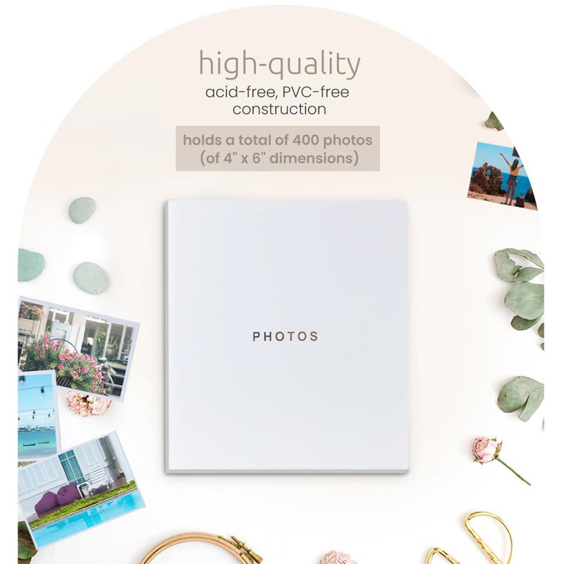 Kiera Grace Jocelyn Photo Album, 80-Page Photo Book with CD Storage Pocket, Holds 400 4 x 6 Pictures, Ideal for Weddings and Scrapbooks, Enhances Bookshelf Decor, White - Image 2